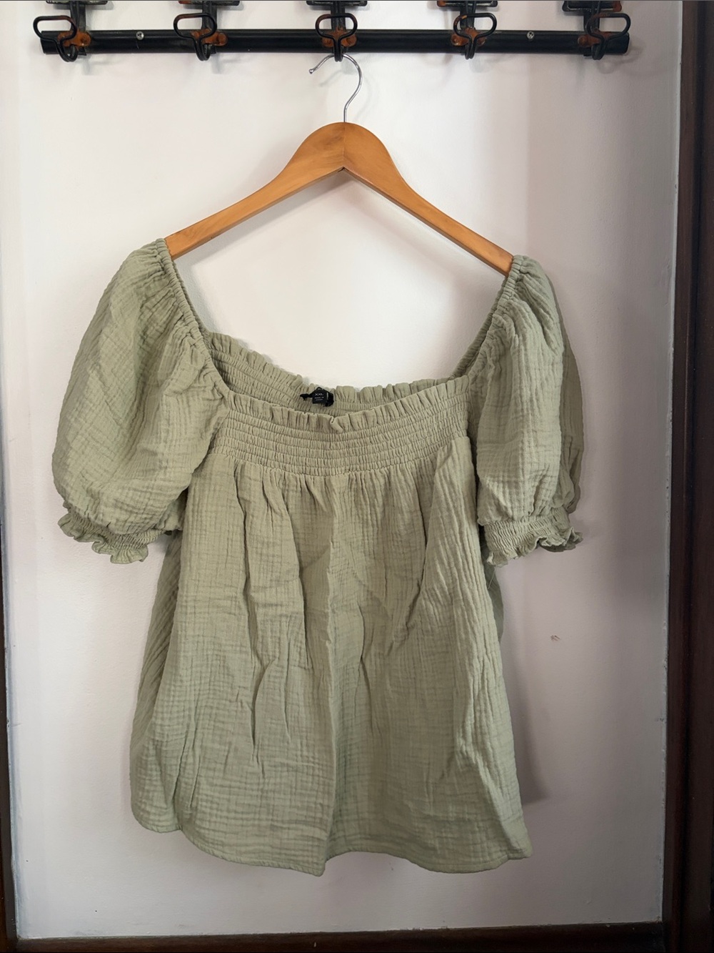J. Crew Sage Puff Sleeve Peasant Top